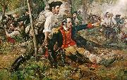 Frederick Coffay Yohn This is an image of an oil painting titled Herkimer at the Battle of Oriskany. Although wounded, General Nicholas Herkimer rallies the Tryon County Mi oil painting artist
